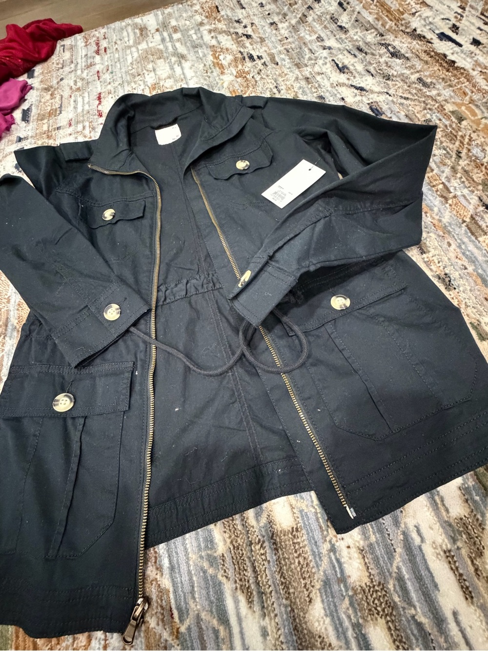 Black Utility Anorak Jacket women size xs
